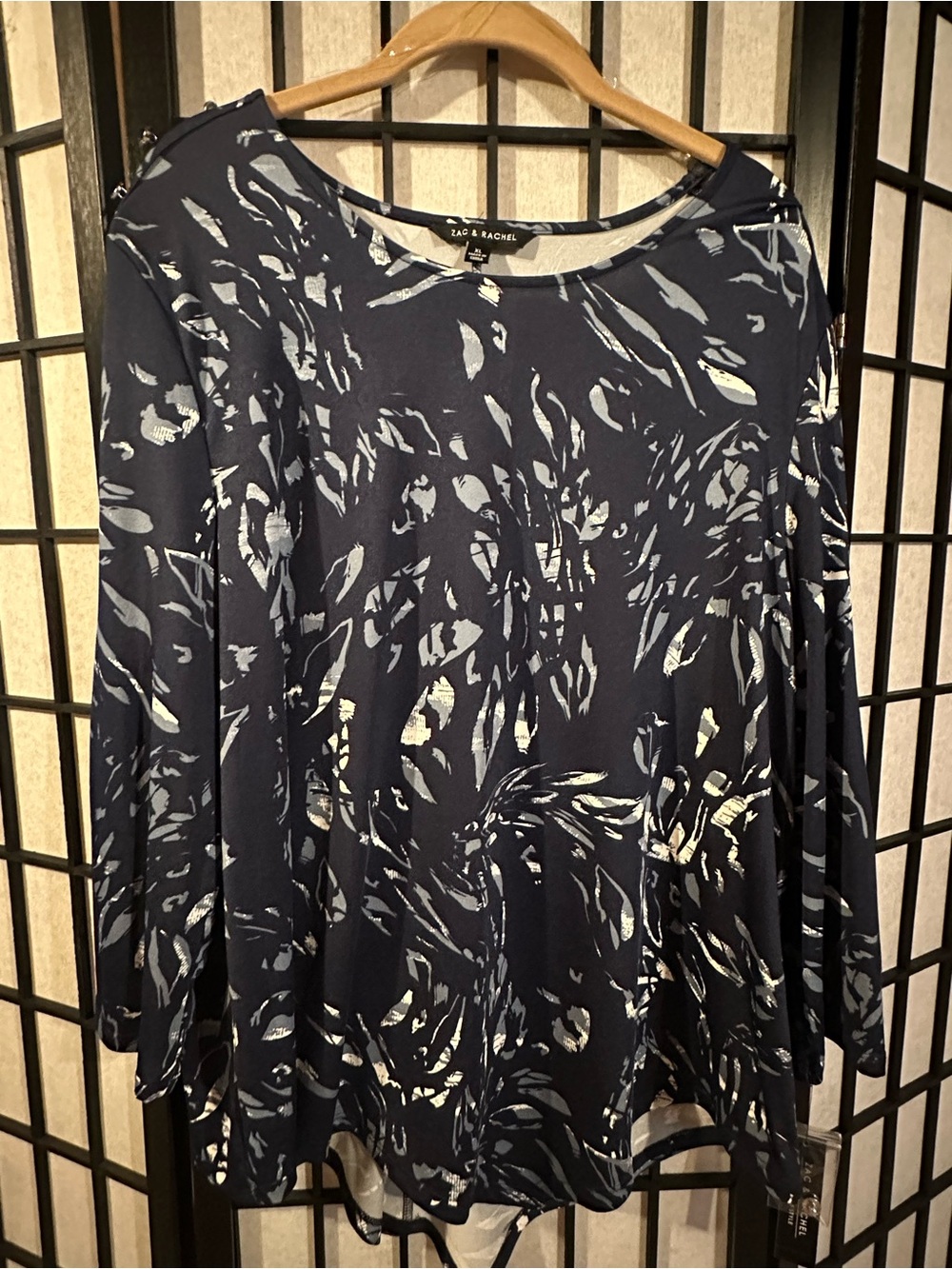 Zac & Rachel Navy Abstract Print Long-Sleeve Tee